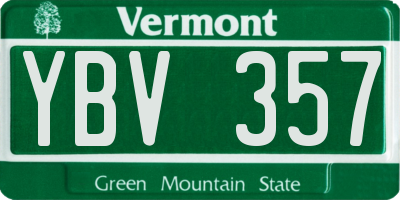 VT license plate YBV357
