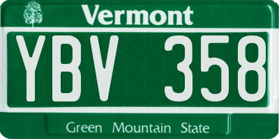 VT license plate YBV358