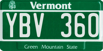 VT license plate YBV360