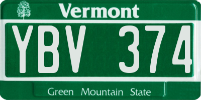 VT license plate YBV374
