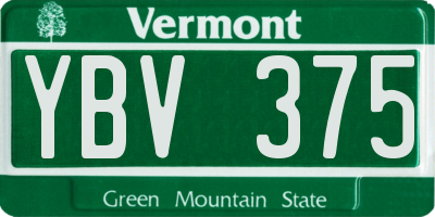 VT license plate YBV375