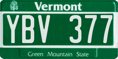 VT license plate YBV377