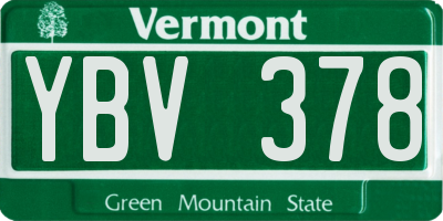 VT license plate YBV378