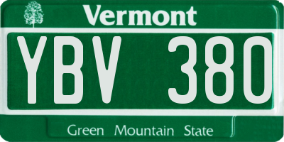 VT license plate YBV380