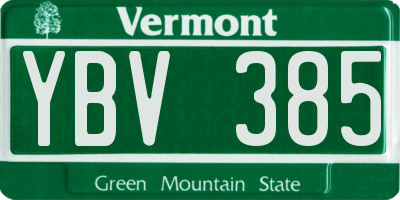 VT license plate YBV385