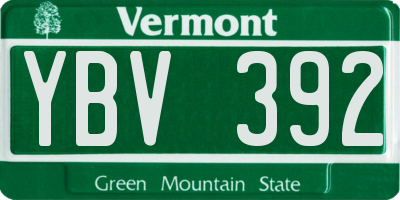 VT license plate YBV392