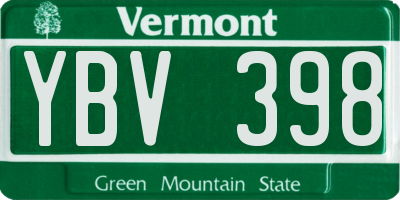 VT license plate YBV398
