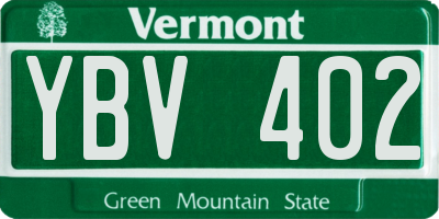 VT license plate YBV402