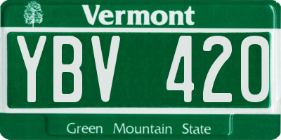 VT license plate YBV420