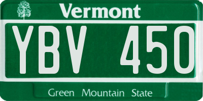 VT license plate YBV450