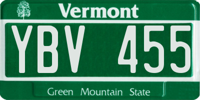 VT license plate YBV455