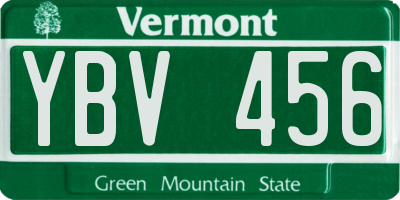 VT license plate YBV456