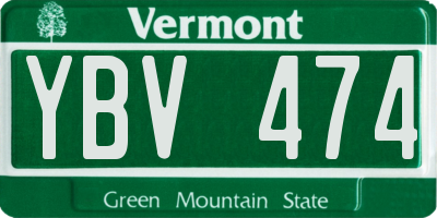 VT license plate YBV474