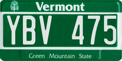 VT license plate YBV475