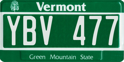VT license plate YBV477
