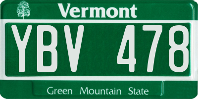 VT license plate YBV478