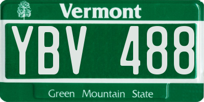 VT license plate YBV488