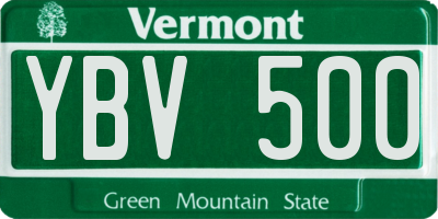 VT license plate YBV500