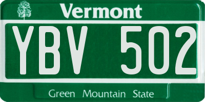 VT license plate YBV502