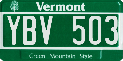 VT license plate YBV503