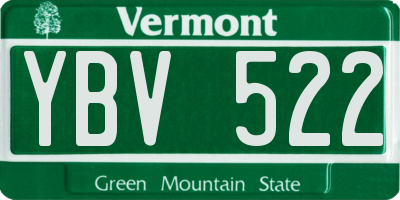VT license plate YBV522