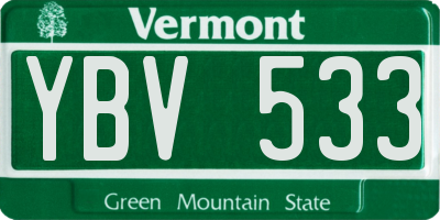 VT license plate YBV533