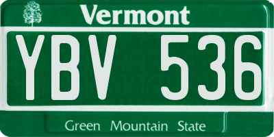 VT license plate YBV536