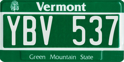 VT license plate YBV537