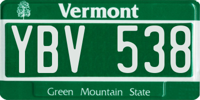 VT license plate YBV538