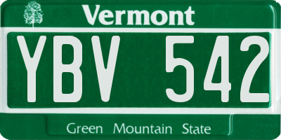 VT license plate YBV542