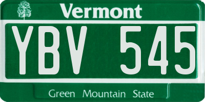 VT license plate YBV545