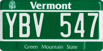 VT license plate YBV547