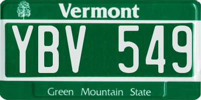 VT license plate YBV549