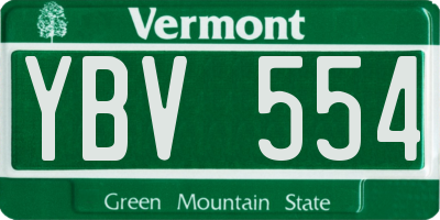 VT license plate YBV554