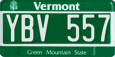 VT license plate YBV557