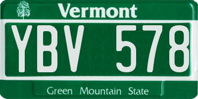 VT license plate YBV578