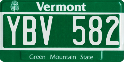 VT license plate YBV582