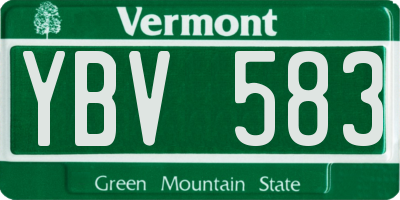 VT license plate YBV583