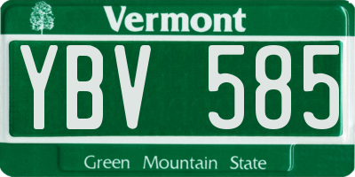 VT license plate YBV585