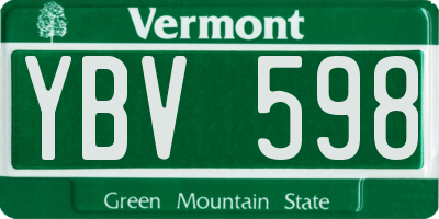 VT license plate YBV598
