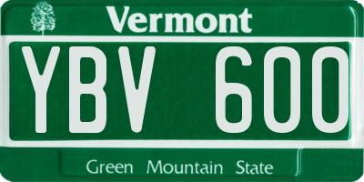 VT license plate YBV600