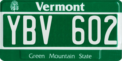 VT license plate YBV602