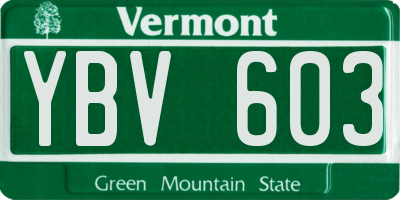 VT license plate YBV603
