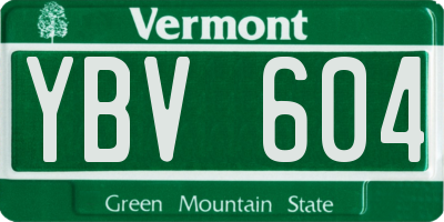 VT license plate YBV604