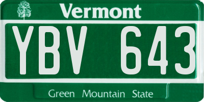 VT license plate YBV643