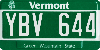 VT license plate YBV644