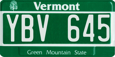 VT license plate YBV645