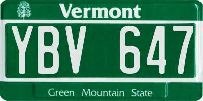 VT license plate YBV647