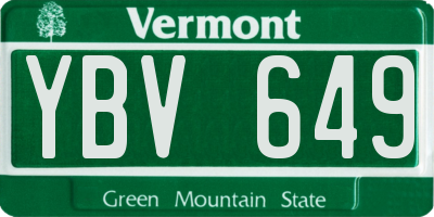 VT license plate YBV649