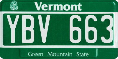 VT license plate YBV663
